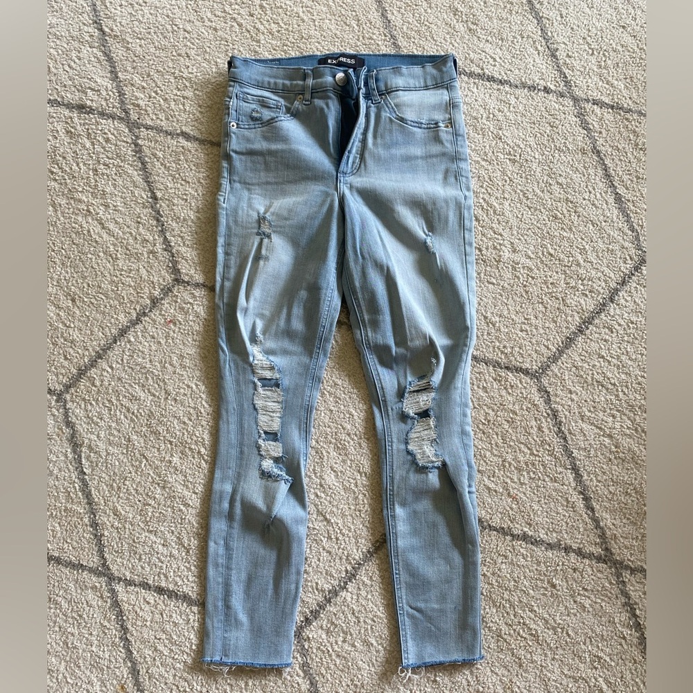 Express denim jeans, stretch ankle high rise